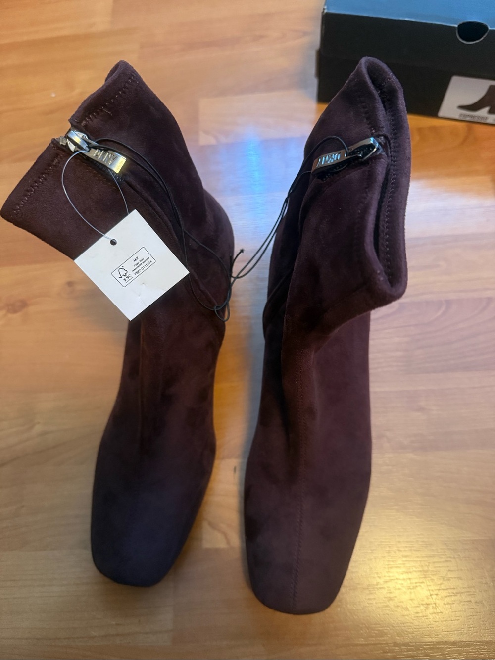 DKNY Dark Brown Suede Ankle Boots with Block Heel - Picture 3 of 6